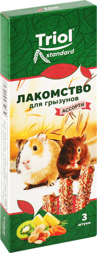 Лакомство для грызунов TRIOL Standard Ассорти с фруктами, овощами и орехами, 75г, картинка