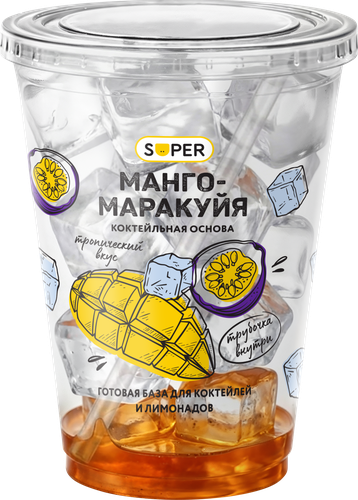 Коктейльная основа замороженная SUPER Манго-маракуйя, 240г, вид