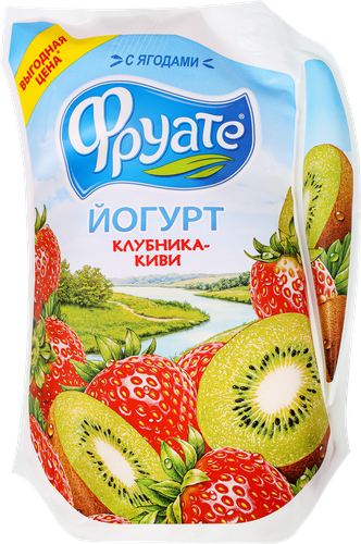 Йогурт питьевой ФРУАТЕ Клубника, киви 1,5%, без змж, 950г, детальное фото