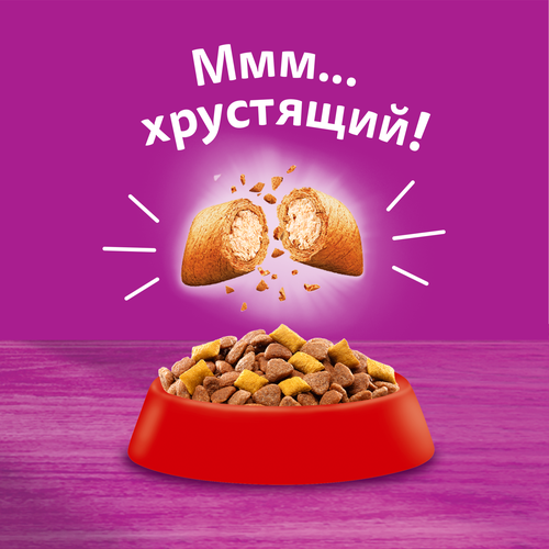 Корм сухой для кошек Whiskas с говядиной и вкусными подушечками для стерилизованных, 350г, детальное фото