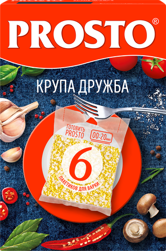 Крупа PROSTO Дружба, смесь рисовой крупы и пшена, в пакетиках, 6х62,5г, крупный план