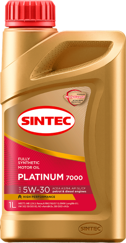 Масло моторное SINTEC Platinum 7000 5W-30 A3/B4 SL/CF, синтетическое, 1л, фото