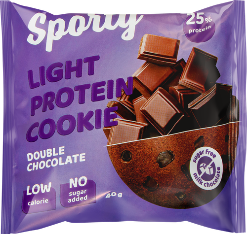 Печенье протеиновое SPORTY Protein Light Двойной шоколад, 40г, детальное фото