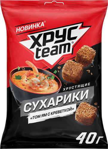 Сухарики ржано-пшеничные ХРУСTEAM Том Ям с креветкой, 40г, вид