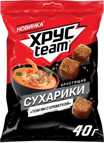 Сухарики ржано-пшеничные ХРУСTEAM Том Ям с креветкой, 40г, детальное фото