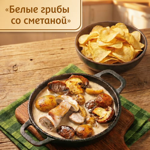 Чипсы картофельные LAY'S Белые грибы со сметаной, 105г, крупный план