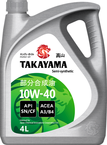 Масло моторное TAKAYAMA полусинтетическое SAE 10W-40 API SN/СF, 4л, детальное фото
