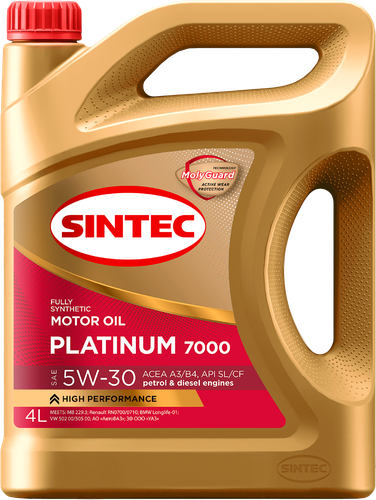 Масло моторное SINTEC Platinum 7000 5W-30 A3/B4 SL/CF, синтетическое, 4л, вид