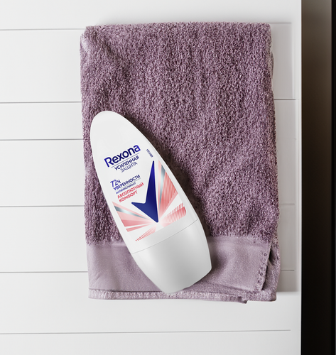 Антиперспирант роликовый женский REXONA Абсолютный комфорт, 50мл, крупный план