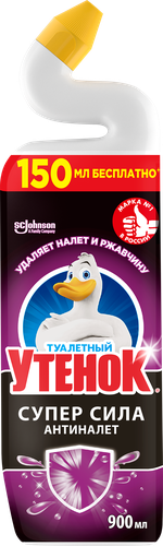 Средство для унитаза ТУАЛЕТНЫЙ УТЕНОК Антиналет, 900мл, крупный план