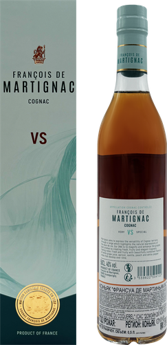 Коньяк ФРАНСУА ДЕ МАРТИНЬЯК ВС 40%, п/у, 0.5л