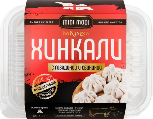 Хинкали MIDI MODI с говядиной и свининой, 520г, крупный план