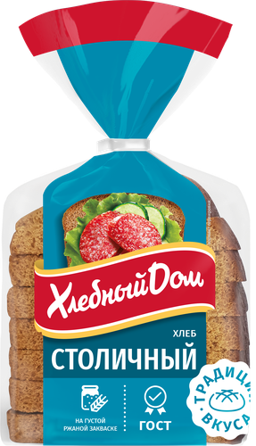 Хлеб ХЛЕБНЫЙ ДОМ Столичный, в нарезке, половинка, 350г, картинка