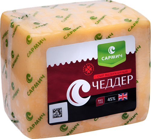 Сыр САРМИЧ Чеддер 45%, без змж, весовой, изображение