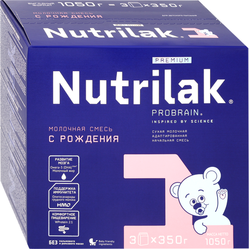 Смесь молочная NUTRILAK Premium 1 адаптированная, с 0 месяцев, 3х350г, изображение