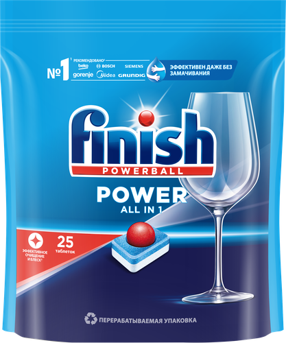 Средство для посудомоечных машин FINISH Power, 25шт, картинка