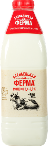 Молоко пастеризованное АСЕНЬЕВСКАЯ ФЕРМА отборное 3,4–6%, без змж, 1400мл, детальное фото