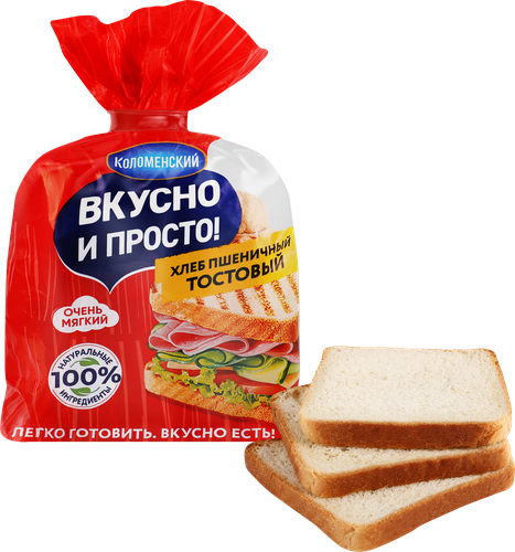 Хлеб пшеничный КОЛОМЕНСКОЕ Тостовый, 320г, вид
