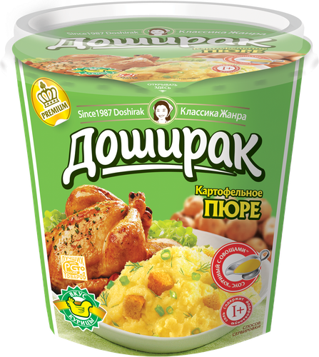 Пюре картофельное ДОШИРАК с соусом куриный с овощами, 52г, картинка