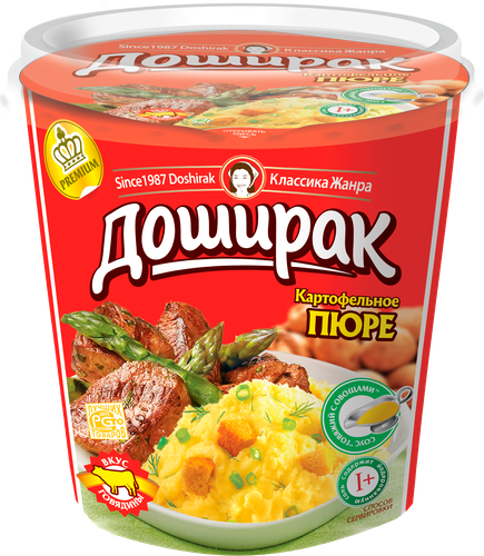 Пюре картофельное ДОШИРАК с соусом говяжий с овощами, 52г, детальное фото