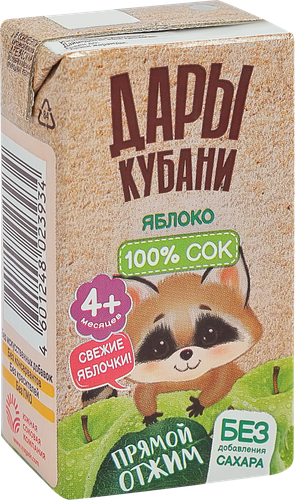 Сок фруктовый ДАРЫ КУБАНИ Яблоко, с 4 месяцев, 125мл, картинка