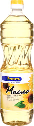 Масло подсолнечное ЛЕНТА рафинированное дезодорированное высший сорт, 1л, детальное фото