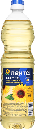 Масло подсолнечное ЛЕНТА рафинированное дезодорированное высший сорт, 1л, детальное фото