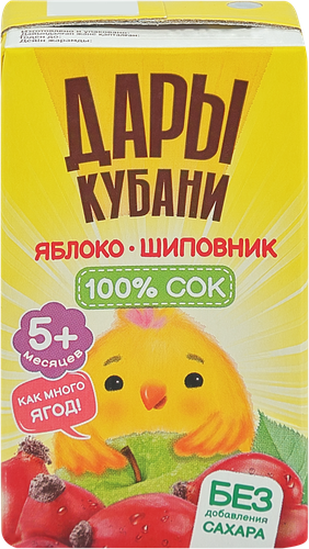 Сок фруктово-ягодный ДАРЫ КУБАНИ Яблоко и шиповник, с 5 месяцев, 125мл, детальное фото