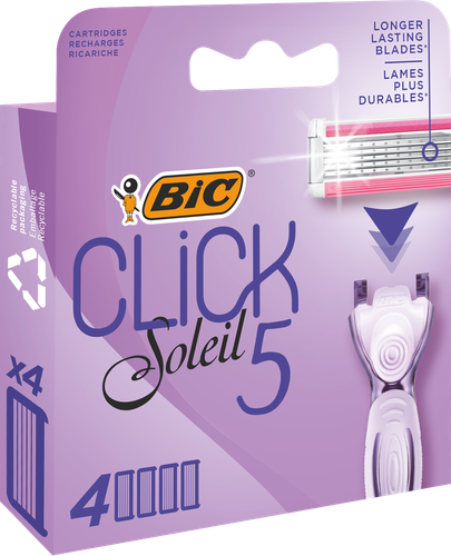 Кассеты сменные для бритвы BIC Мисс Солей Клик 5, 4шт, детальное фото