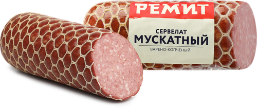 Колбаса варено-копченая РЕМИТ Сервелат Мускатный, весовая, вид
