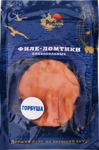 Горбуша слабосоленая РЫБНИК ломтики, 100г, картинка