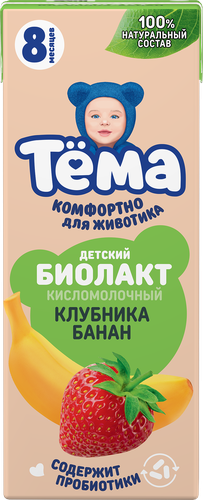 Биолакт детский ТЕМА Клубника, банан 3%, без змж, 206г, фото