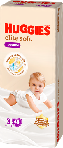Подгузники-трусики HUGGIES Elite Soft 3 6–11кг, 48шт, детальное фото