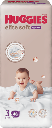 Подгузники-трусики HUGGIES Elite Soft 3 6–11кг, 48шт, изображение
