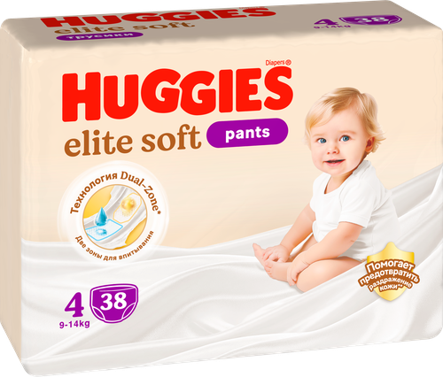 Подгузники-трусики HUGGIES Elite Soft 4 9–14кг, 38шт, вид