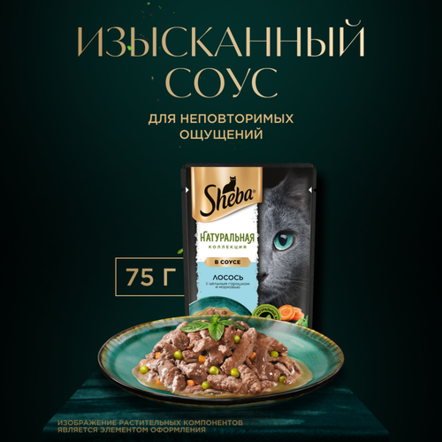 Корм консервированный для взрослых кошек SHEBA Nature's Collection с лососем и горохом, 75г, вид