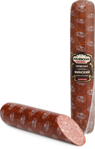 Колбаса варено-копченая РУБЛЁВСКИЙ Сервелат Финский, категория Б, весовая, детальное фото