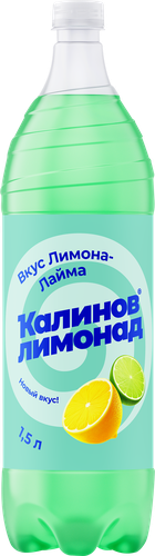 Напиток КАЛИНОВ Лимонад Лимон, лайм газированный, 1.5л, крупный план