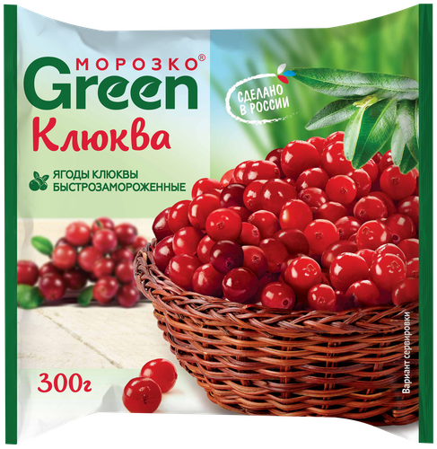 Клюква замороженная МОРОЗКО GREEN, 300г, крупный план