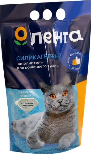 Наполнитель силикагелевый для кошачьего туалета ЛЕНТА, 1,7кг, вид