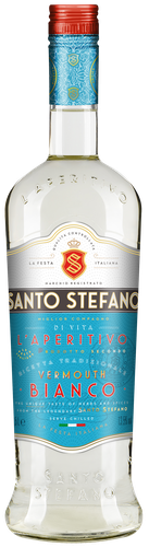 Напиток плодовый алкогольный SANTO STEFANO Вермут Бьянко особый сладкое, 1л, крупный план