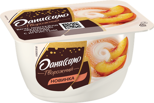 Продукт творожный ДАНИССИМО со вкусом Коктейль Беллини персик с игристым 5,6%, без змж, 130г, вид