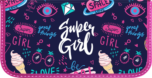 Пенал SCHOOLFORMAT Super girl, 19х9см, вид