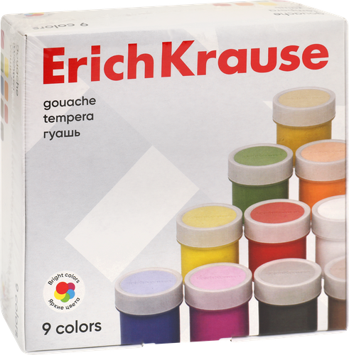 Гуашь ERICHKRAUSE Basic, 9 цветов по 17мл, фото