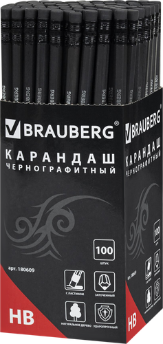 Карандаш чернографитный BRAUBERG Black Jack, НВ, вид