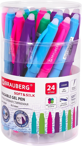 Ручка гелевая BRAUBERG Soft&Silk Fruity 0,7мм, стираемая, синий, картинка
