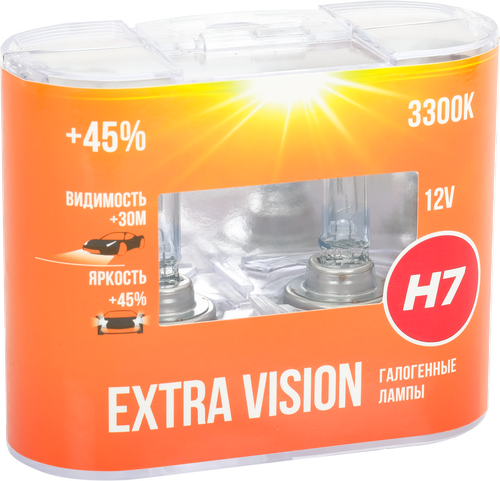 Лампа галогенная для автомобиля AUTOSTANDART Extra Vision +45%, H7-12V,  55W, PX26d, Арт. 106017/-11, 2шт, картинка