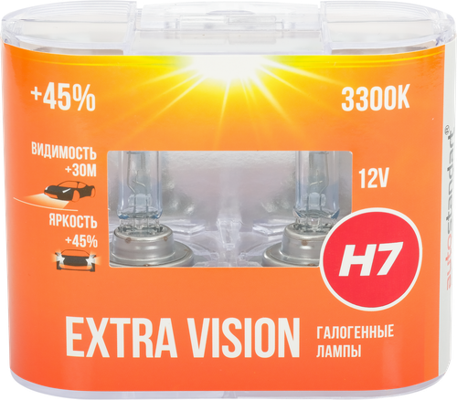 Лампа галогенная для автомобиля AUTOSTANDART Extra Vision +45%, H7-12V,  55W, PX26d, Арт. 106017/-11, 2шт, фотография
