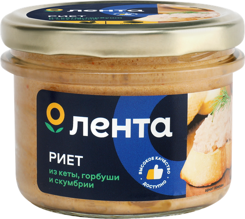 Риет подкопченный ЛЕНТА из горбуши, кеты и скумбрии, 180г, картинка