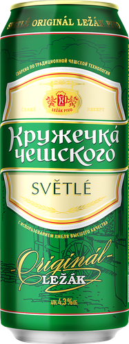Пиво светлое КРУЖЕЧКА ЧЕШСКОГО фильтрованное пастеризованное 4,3%, 0.43л, вид